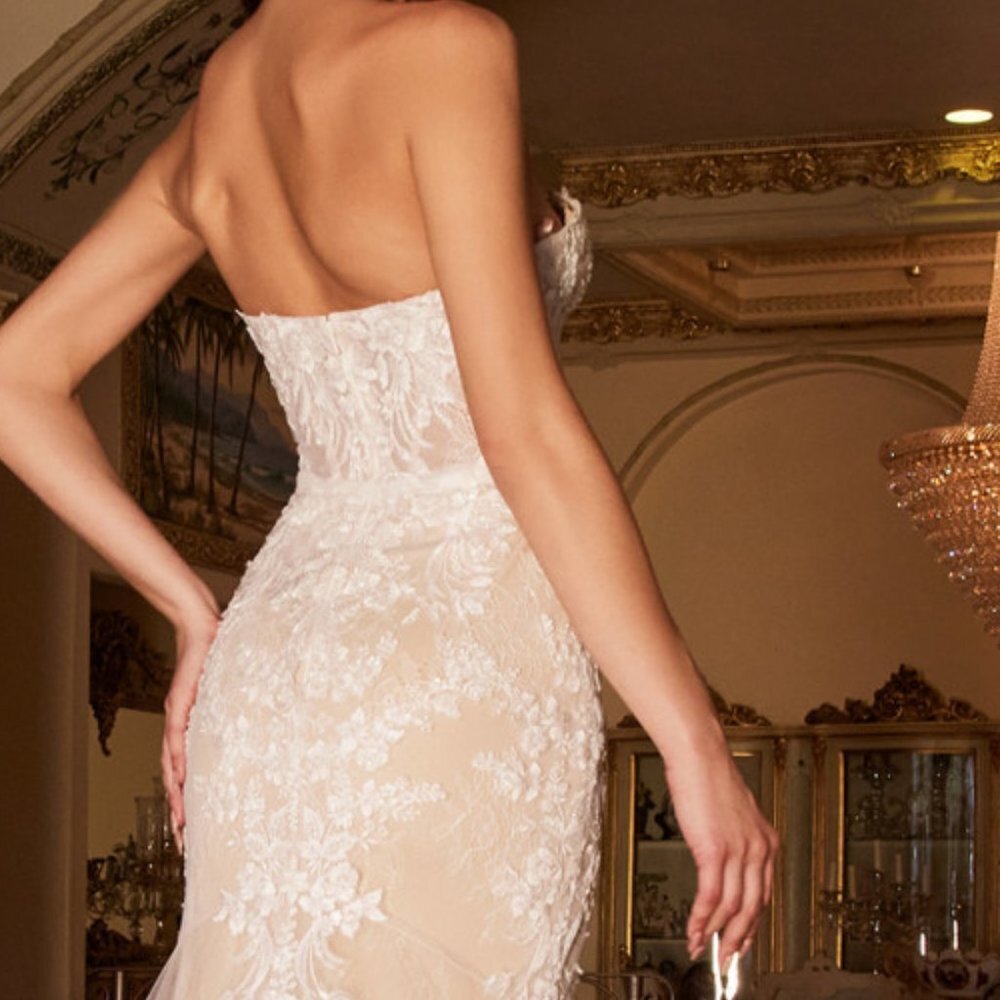 NEW LONG OFF THE SHOULDER MERMAID WEDDING DRESS WITH REMOVABLE SLEEVES AL WL008 - Picture 8 of 9